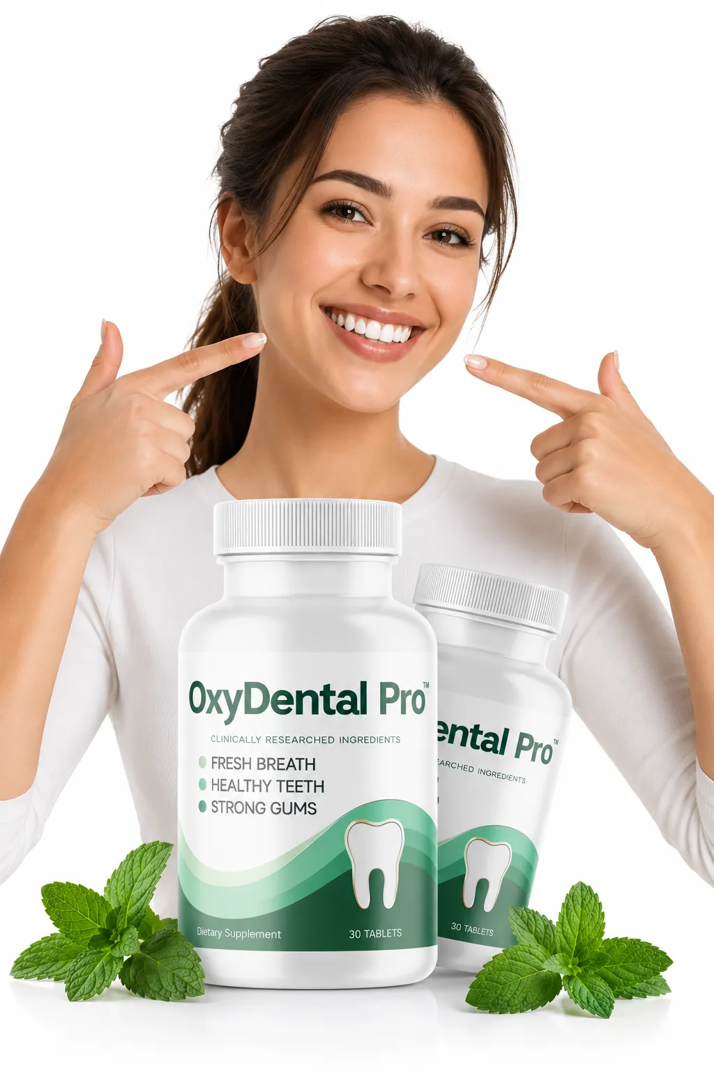 OxyDental Pro natural oral health supplement bottle for fresh breath healthy teeth and strong gums