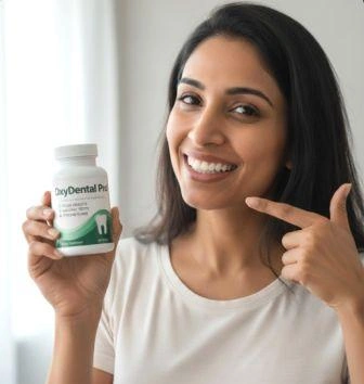 Happy OxyDental Pro customer showing results with confident bright smile and healthy teeth